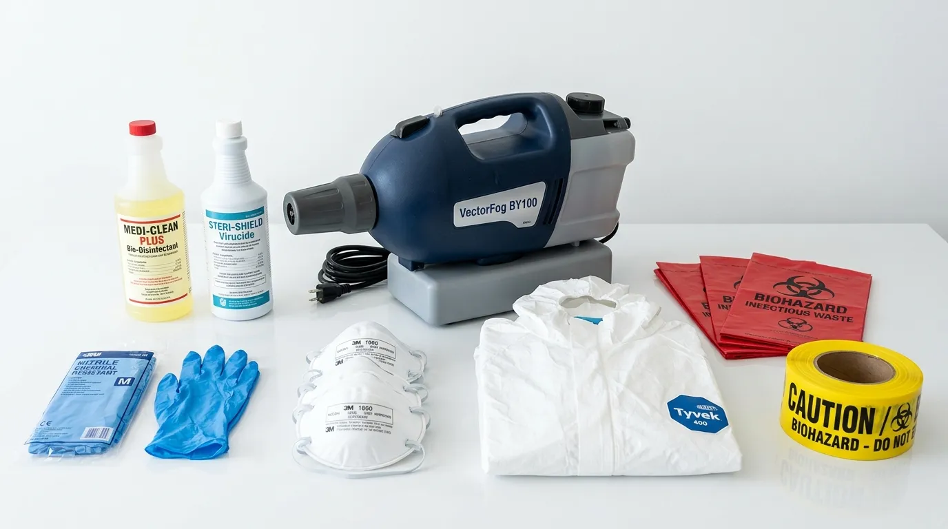 Professional biohazard remediation crew working in Arlington